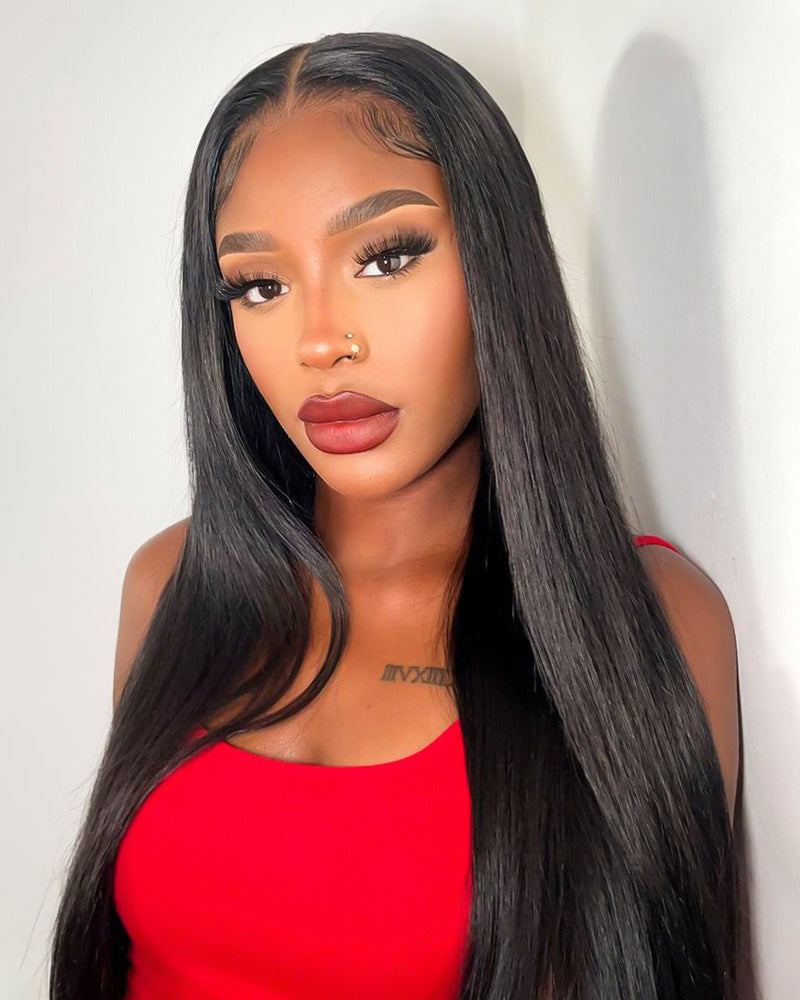 3 In 1 Half Wig Silky Straight Half Wig Or Up-Do Drawstring Cap Beginner-Friendly Human Hair Wigs