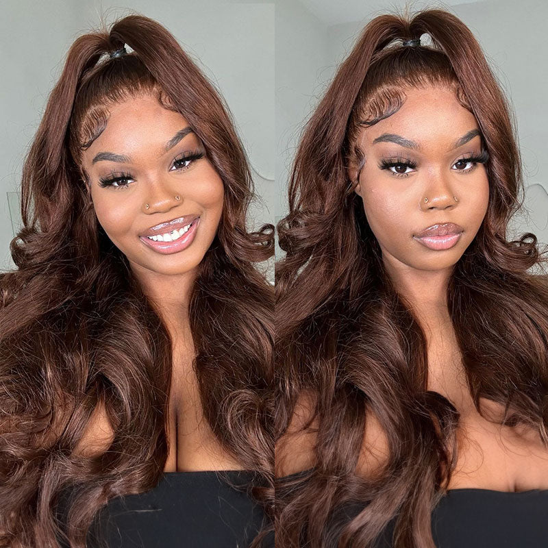 13x6 Lace Chestnut Dark Brown Color Wig Lace Front Wig Body Wave Human Hair