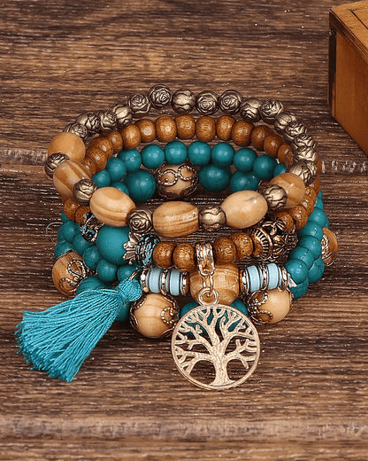 Arabella Summer Vacation Bohemian Wooden Beaded Bracelet