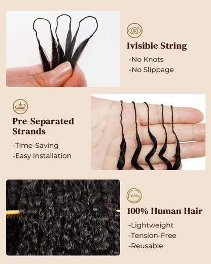 Arabella Water Wave Feather Crochet Hair Natural Black Hair Extensions Pre-Separated Lightweight Miracle Knots