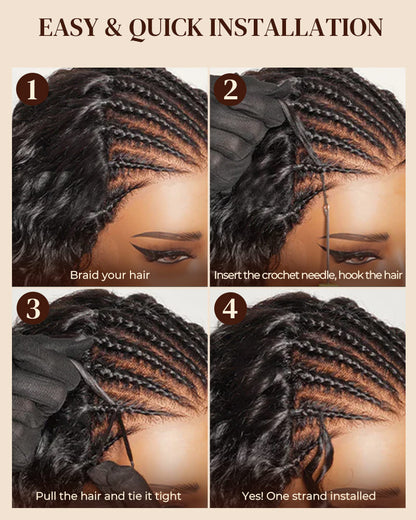 Arabella Water Wave Feather Crochet Hair Natural Black Hair Extensions Pre-Separated Lightweight Miracle Knots