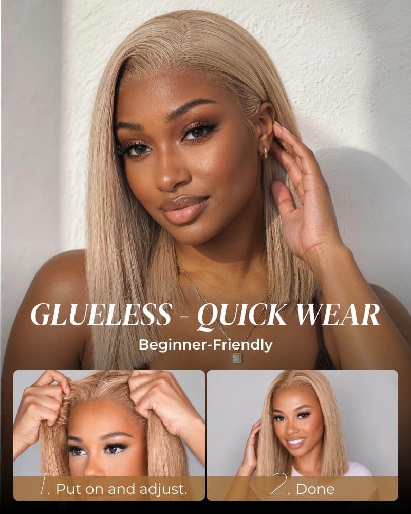 Arabella 6x5 Invisible Knots Glueless Milk Tea Brown Straight Bob Wig Pre-cut Lace Beginner Friendly