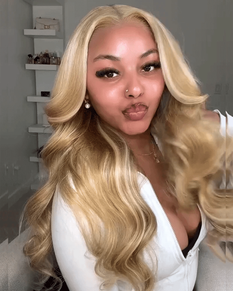 Arabella 13x6 Three-Go™ Blonde Khaki Highlight Glueless Loose Body Wave With Drawstring 100% Human Hair Wig