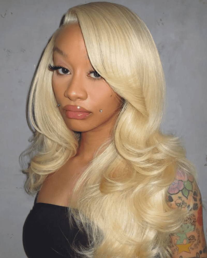 Arabella 13x4 Frontal Lace &amp; 6x5 Invisible Knots Glueless 613 Blonde Body Wave Wig Invisible Knots Realistic Hairline
