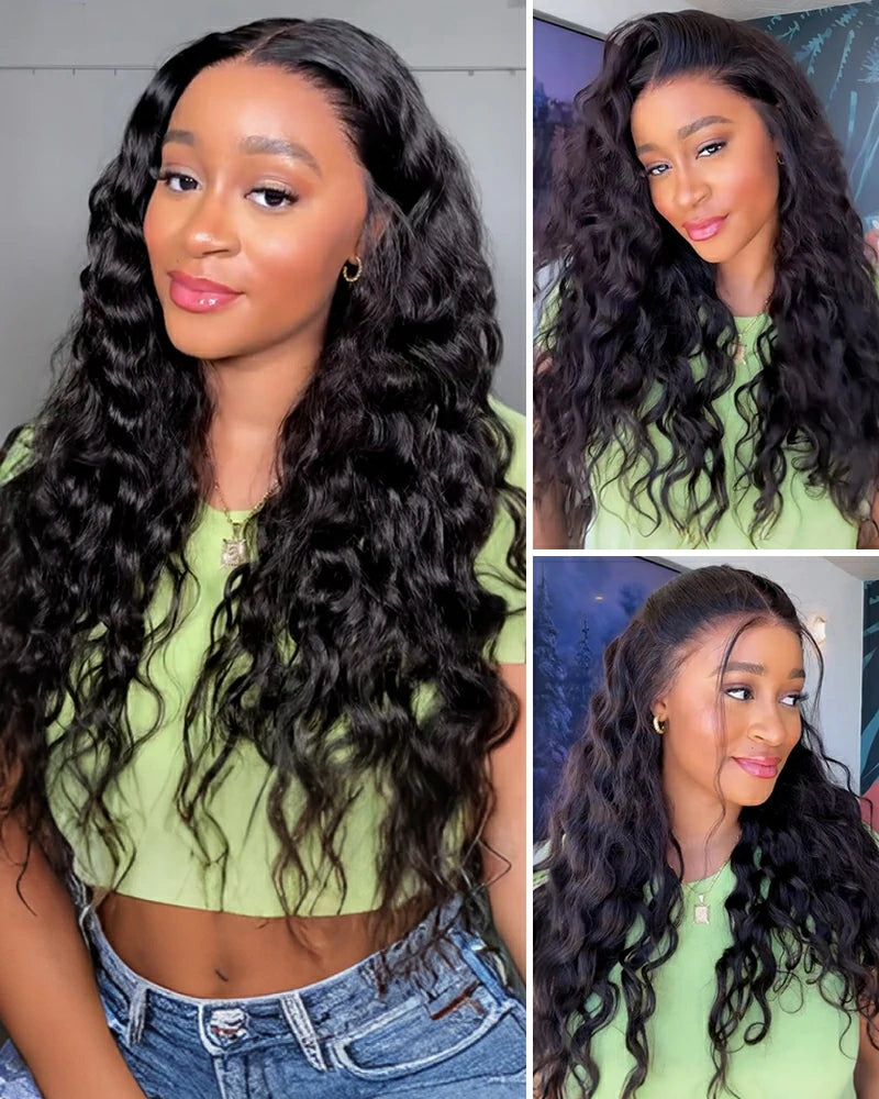 Arabella 13x6 Three-Go™ Glueless Wig Bohemian Curl With Drawstring Natural Black 100% Human Hair Wig