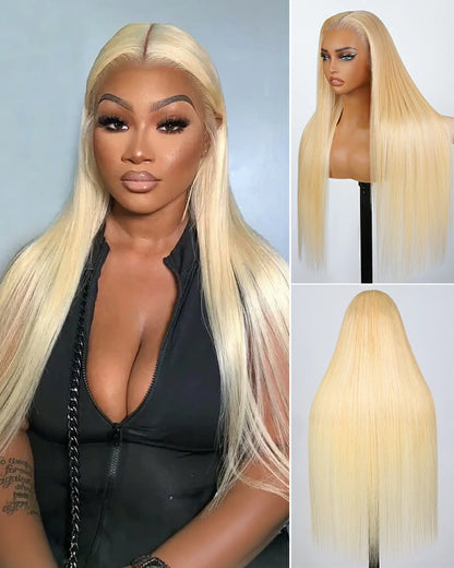 【$299 = 2 WIGS】Arabella 13x6 Three-Go™ 613 Blonde Glueless Wig Silky Straight With Drawstring 100% Human Hair Wig