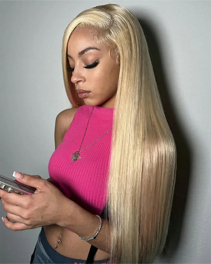 【$299 = 2 WIGS】Arabella 13x6 Three-Go™ 613 Blonde Glueless Wig Silky Straight With Drawstring 100% Human Hair Wig