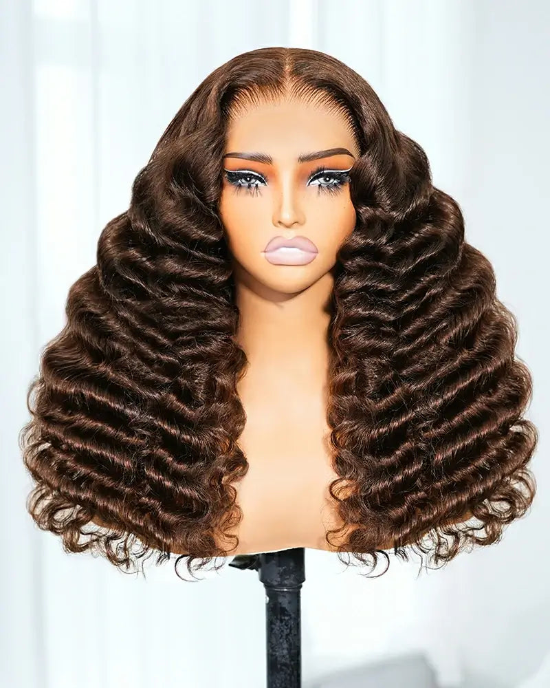 Arabella 13x6 Three-Go™ Glueless Wig Loose Deep Wave With Drawstring Chocolate Brown 100% Human Hair Wig