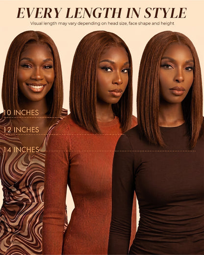 Arabella 6x5 invisible knots Glueless Chocolate Brown Straight Bob Wig Pre-cut Lace Beginner Friendly