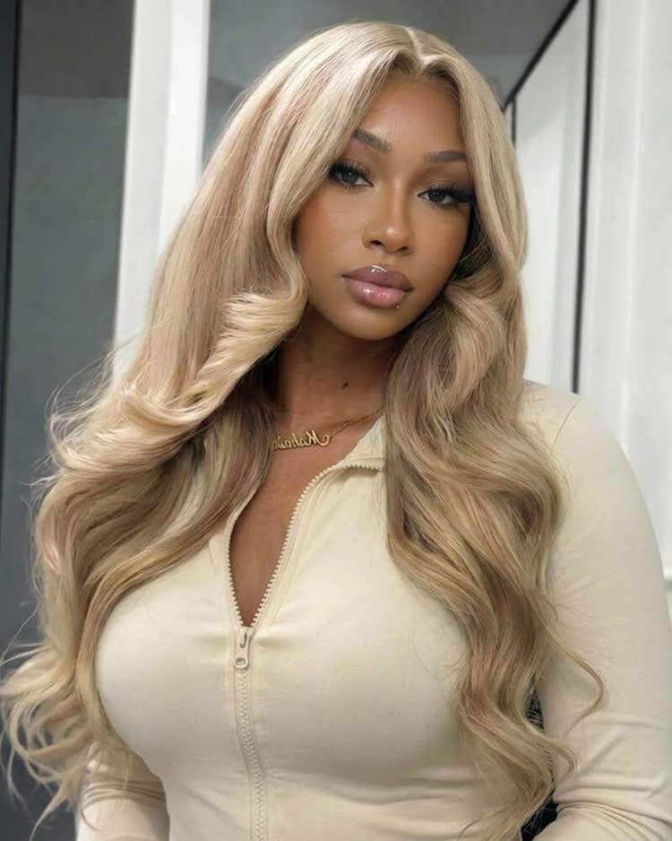 Arabella 13x6 Three-Go™ Glueless Blonde Highlight Loose Body Wave/Silky Straight Wig With Drawstring For Beginner