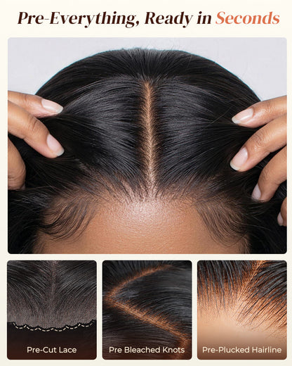 Arabella 13x5 Lace Glueless Straight Bob Wig With Pre-Cut Lace Invisible Knots Natural Black Virgin Hair Wig