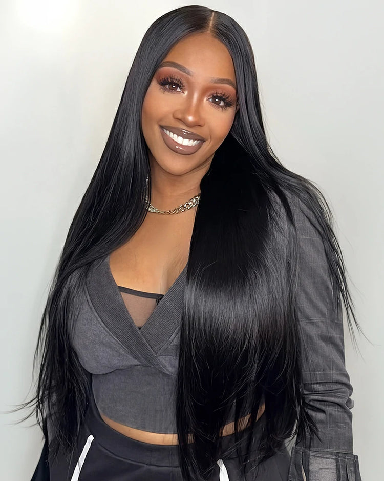 Arabella 13x6 Three-Go™ HD Lace Glueless Wig 250% High Density Silky Straight With Drawstring Natural Black 100% Human Hair