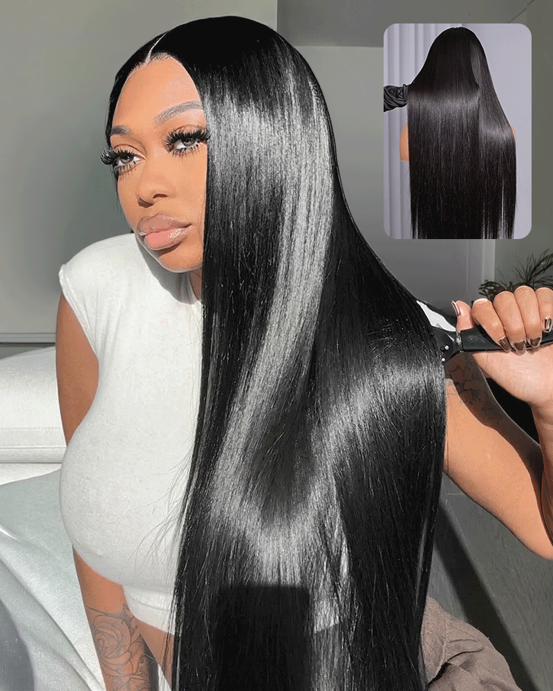 Arabella 13x6 Three-Go™ HD Lace Glueless Wig 250% High Density Silky Straight With Drawstring Natural Black 100% Human Hair