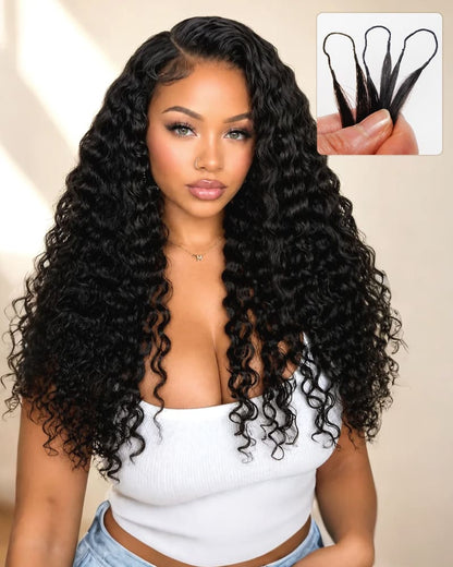 Arabella Water Wave Feather Crochet Hair Natural Black Hair Extensions Pre-Separated Lightweight Miracle Knots