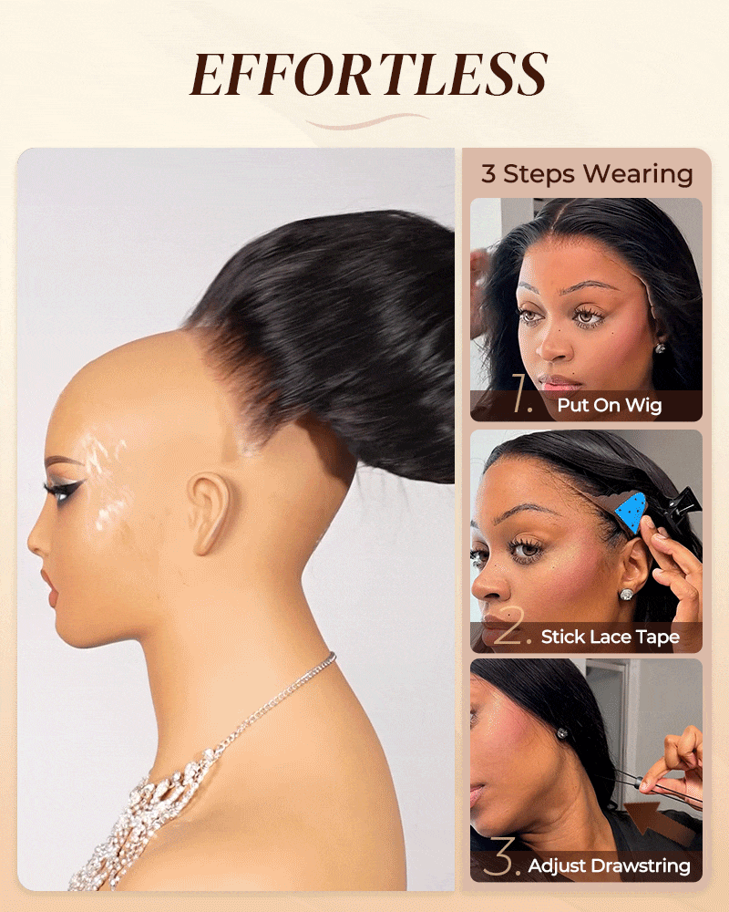 Arabella 13x6 Three-Go™ Natural Black Glueless Wig Jerry Curly with Burmese Curly With Drawstring 100% Human Hair Wig