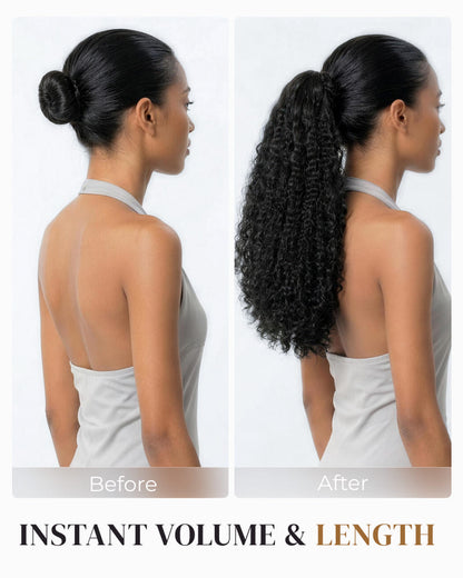 Arabella Afro Kinky Curly Ponytail Natural Black Hair Extensions Instant Volume 100% Human Hair