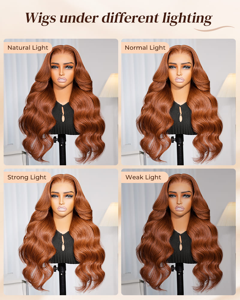 Arabella 13x6 Lace Three-Go™ Dark Copper Ginger Glueless Wig Loose Body Wave With Drawstring 100% Human Hair Wig