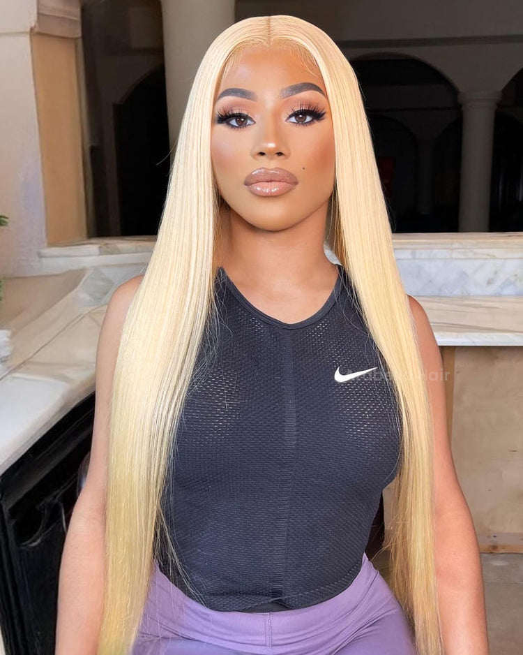 Arabella 13x4/6x5 Lace invisible knots Glueless 613 Blonde Silky Straight Wig Pre-cut Lace Beginner Friendly