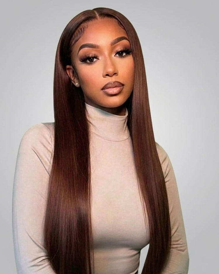 Arabella 13x6 Three-Go™ Chocolate Brown Glueless Wig Silky Straight With Drawstring 100% Human Hair Wig