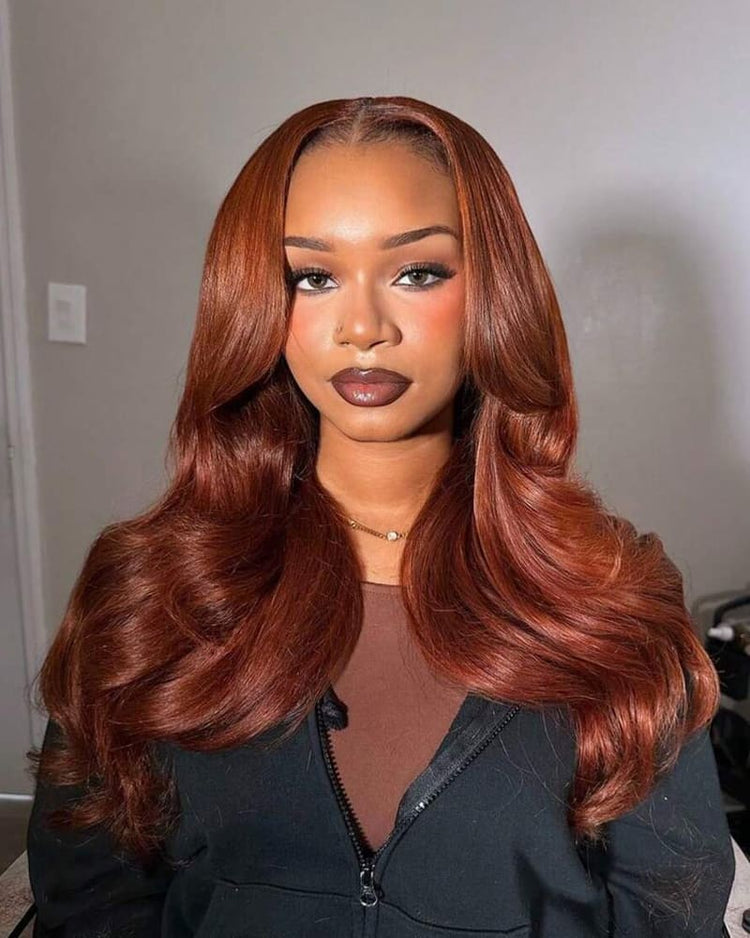 Arabella 13x6 Three-Go™ Dark Copper Ginger Glueless Wig Loose Body Wave With Drawstring 100% Human Hair Wig