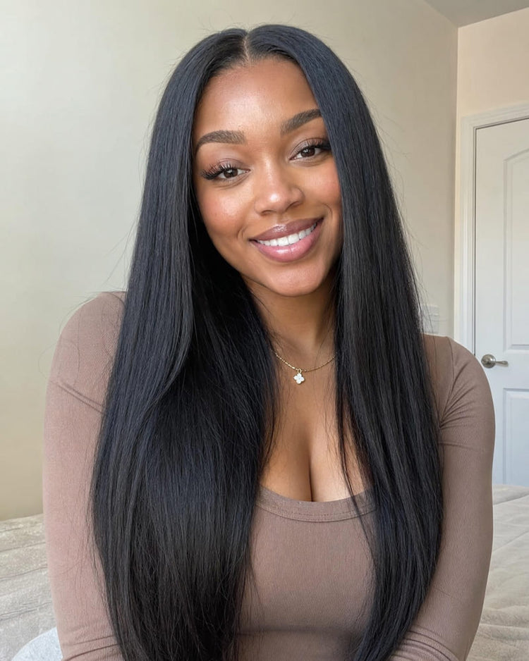 Arabella 13x6 Three-Go™ Glueless Wig Silky Straight With Drawstring Natural Black 100% Human Hair Wig