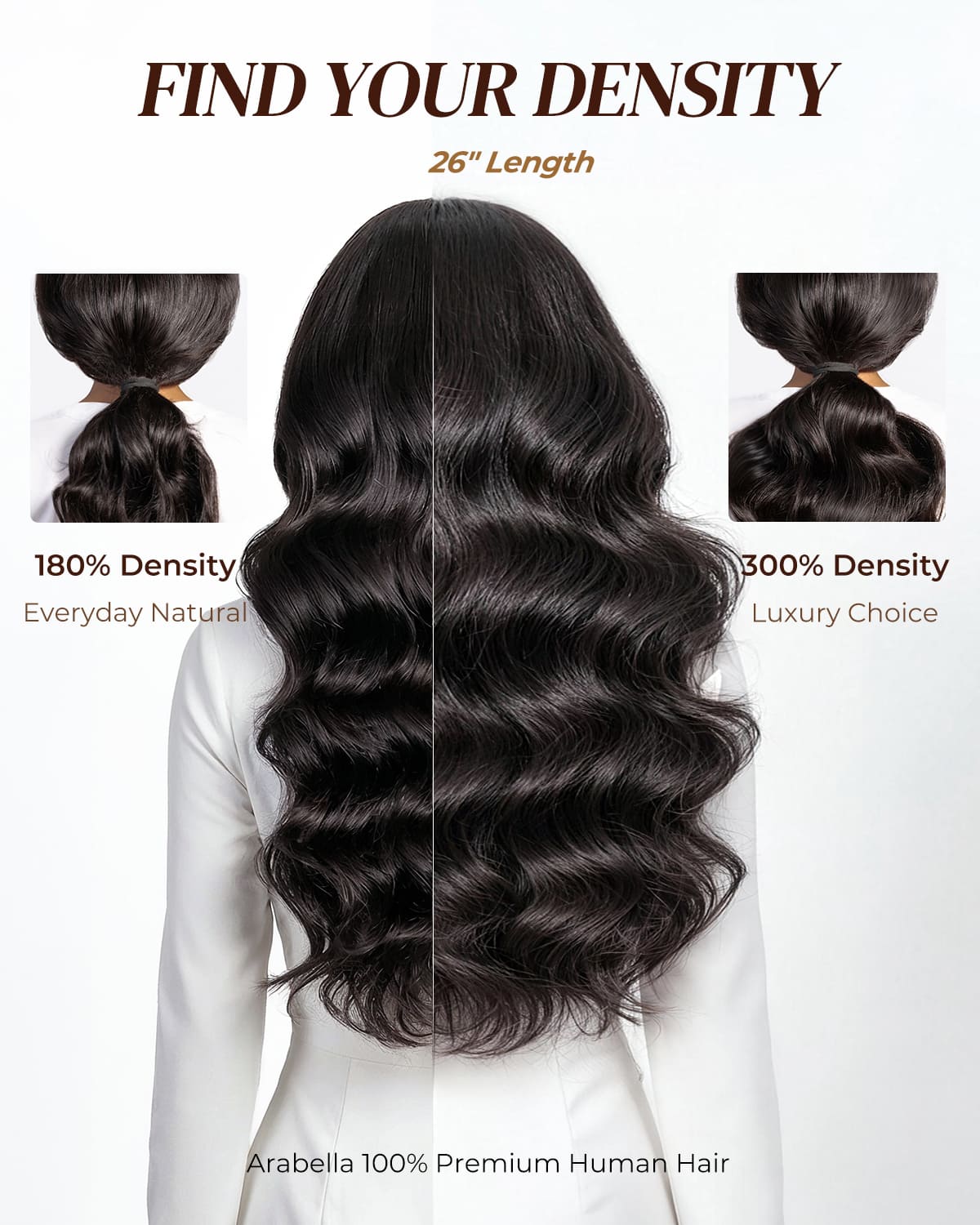 Arabella 13x6 Zerowear™ Invisible HD Lace Glueless Wig 300% High Density Super Double Drawn Body Wave Natural Black 100% Human Hair