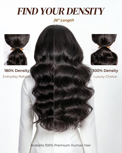 Arabella 13x6 Zerowear™ Invisible HD Lace Glueless Wig 300% High Density Super Double Drawn Body Wave Natural Black 100% Human Hair