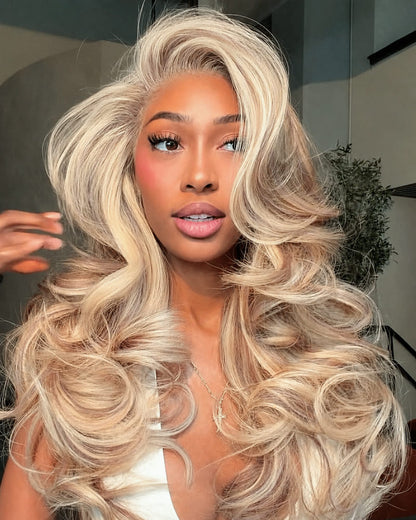 Arabella 13x6 Three-Go™ Blonde Highlight Glueless Wig Loose Body Wave With Drawstring 100% Human Hair Wig