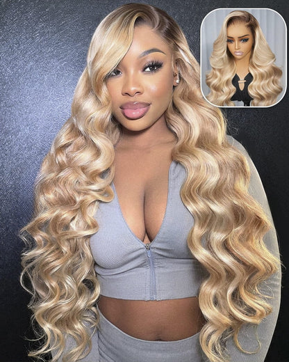 Arabella 6x5 invisible knots Glueless Loose Body Wave Bob Wig Pre-cut Lace Brown Blonde Ombre Beginner Friendly