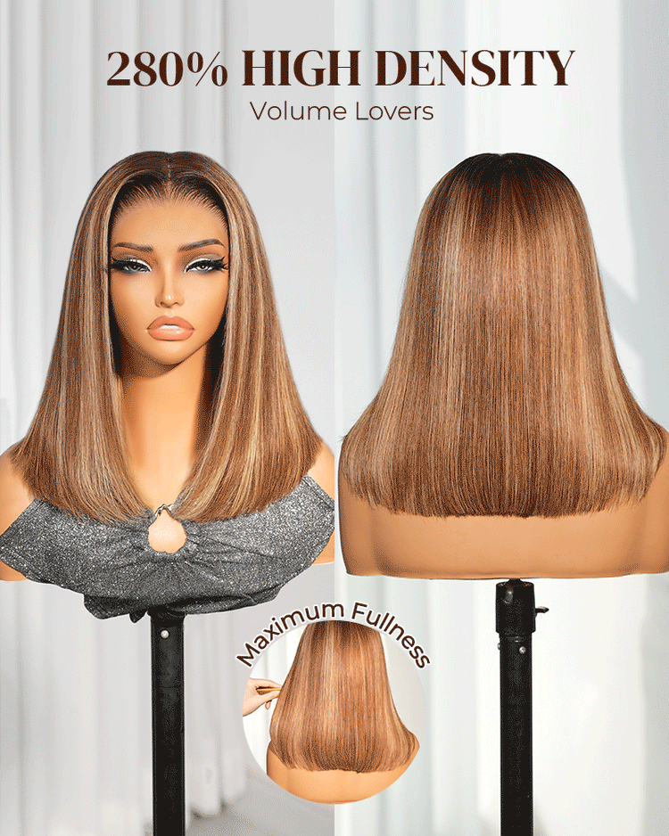 Arabella 13x6 Three-Go™ 280% High Density Ombre Highlight Honey Blonde Glueless Wig Straight Bob Wig  With Drawstring