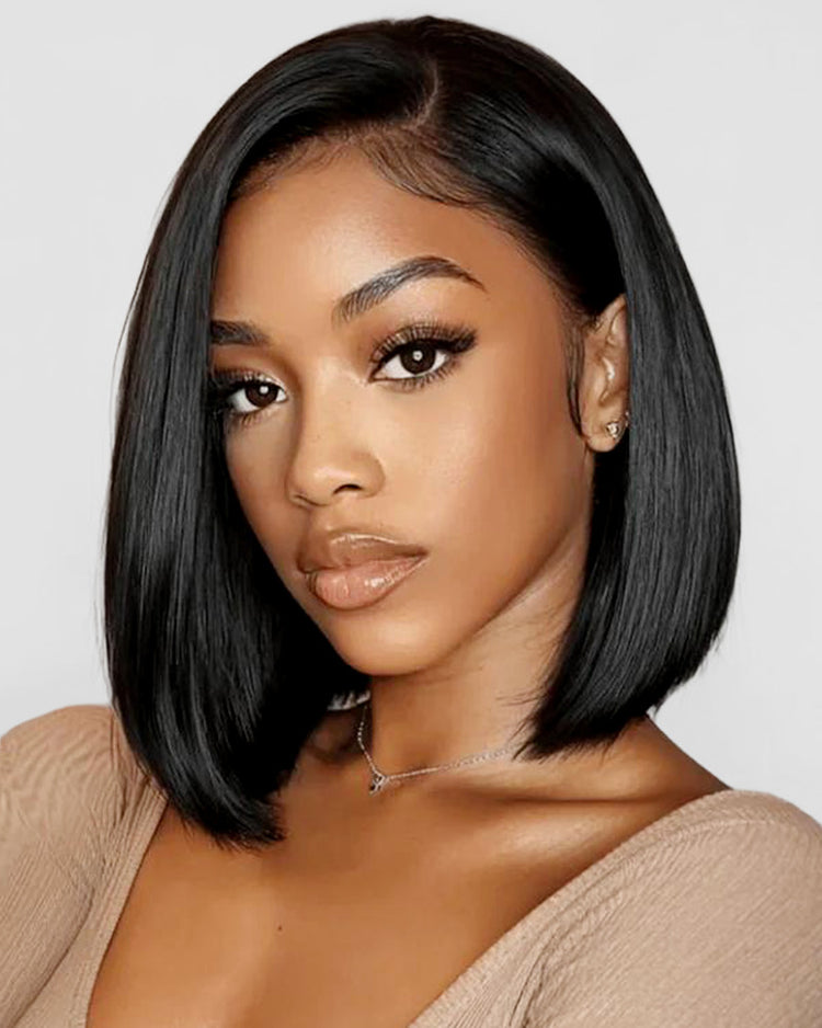Arabella 13x6 Three-Go™ 250% Density Straight Bob Invisible Knots Natural Black Glueless Beginner Friendly