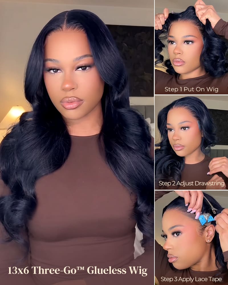 Arabella 13x6 Three-Go™ Midnight Blue Glueless Loose Body Wave With Drawstring 100% Human Hair Wig