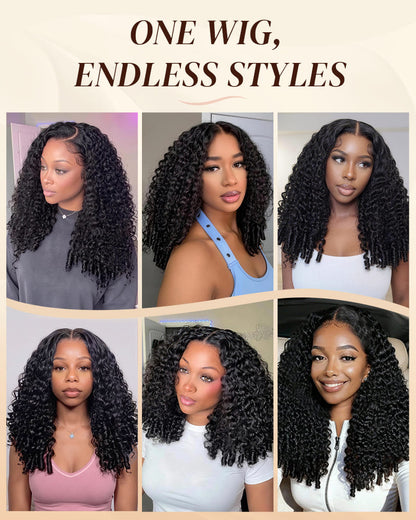 Arabella 13x6 Three-Go™ Natural Black Glueless Wig Jerry Curly with Burmese Curly With Drawstring 100% Human Hair Wig