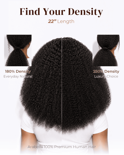 Arabella Zerowear™ 13x6 Invisible HD Lace Glueless Wig Afro Curly With Drawstring Natural Black 100% Human Hair Wig