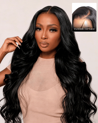 Arabella Zerowear™ Invisible HD Lace Glueless Wig 13x6 Lace Body Wave 100% Human Hair Natural Black