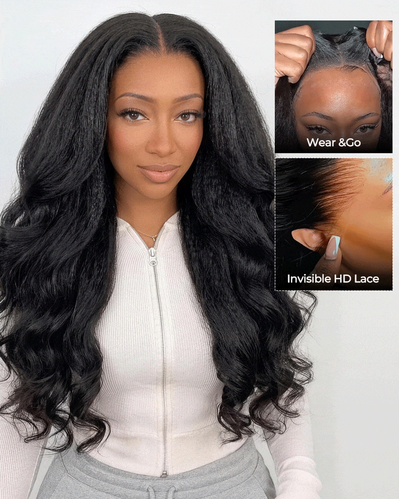 Arabella Zerowear™ Invisible HD Lace Glueless Wig 13x6 Lace Yaki Body Wave 100% Human Hair Natural Black