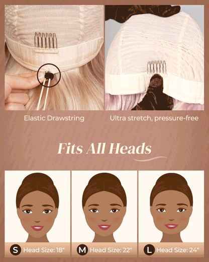 000Arabella 13x6 Three-Go™ Ash Blonde Highlight Glueless Wig Loose Body Wave With Drawstring 100% Human Hair Wig