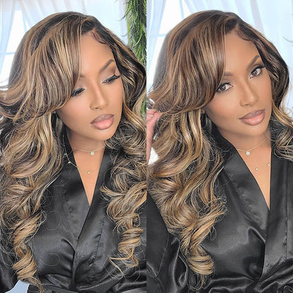 [Flash Sale] Glueless 4x4 Lace Closure Body Wave Balayage Colored Human Hair Wigs