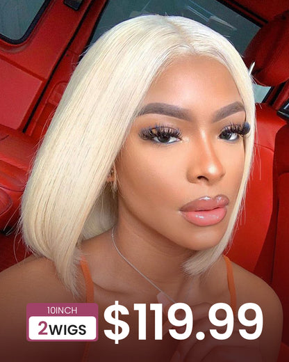 Bogo Sale |  Buy 1 Get 2 Wigs 613 Blonde Lace Frontal Straight Bob Wig With Middle Part Human Hair Wigs