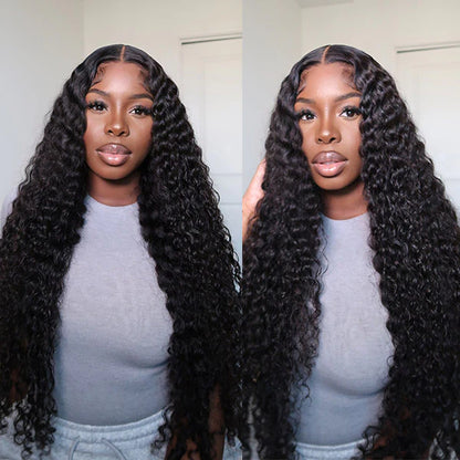 [Flash Sale] 5x5 Glueless Lace Deep Wave Wig Natural Black Human Hair Wigs