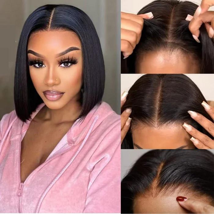 Bogo Sale | 6x5 Lace Highlight Color Body Wave 18&quot;+6-Inches Deep Lace Natural Color Straight Bob 12&quot;