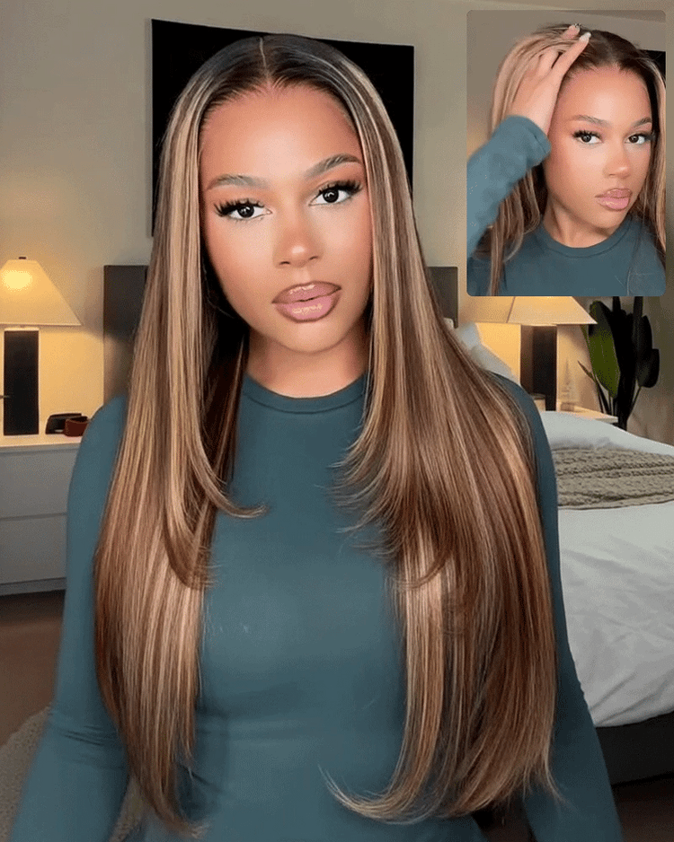 Arabella 13x6 Three-Go™ Ombre Highlight Honey Blonde Glueless Wig Silky Straight With Drawstring 100% Human Hair Wig