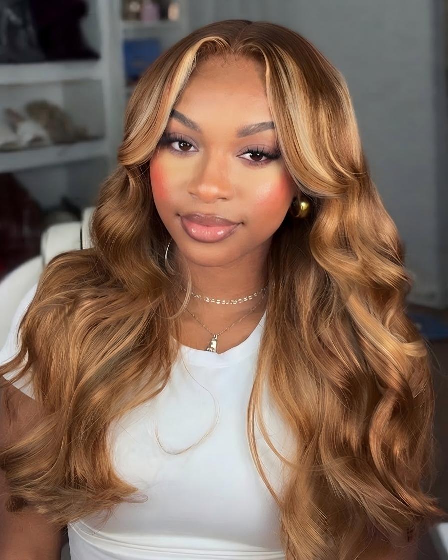 blonde highlight body wave wig