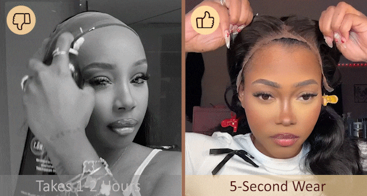 GIF Showing How Quick ETE Wig Installation Is