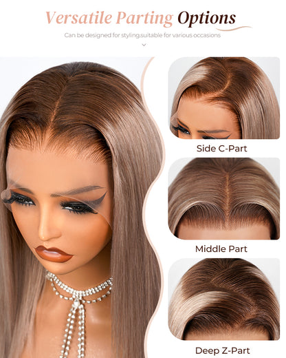Arabella 13x4 Frontal Lace Ash Blonde Ombre Loose Body Wave Wig Pre-cut Lace Beginner Friendly