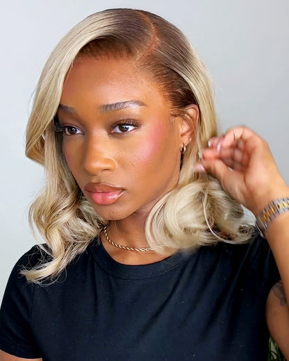 Arabella 6x5 invisible knots Glueless Loose Body Wave Bob Wig Pre-cut Lace Brown Blonde Ombre Beginner Friendly