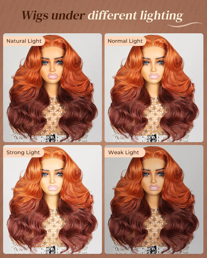 Arabella 6x5 invisible knots Glueless Ginger Ombre Loose Body Wave Wig Pre-cut Lace Beginner Friendly