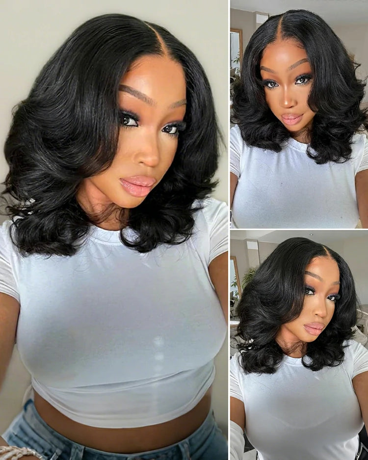 Arabella 6x5 invisible knots Glueless Loose Wave Bob Wig Pre-cut Lace Natural Black Beginner Friendly