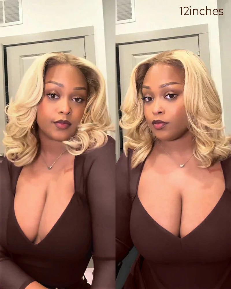 Arabella Hair blonde bob wig model showcase—natural look