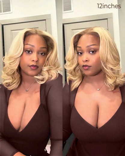 Arabella Hair blonde bob wig model showcase—natural look